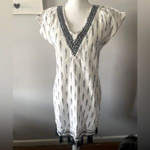 Subtle Luxury 100% Cotton Fringe Tassel Dress with Hand-stitch Embroidery